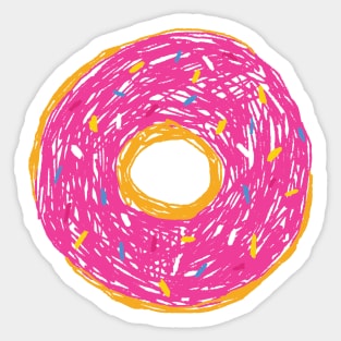 Pink donut crayon kid sketch Sticker